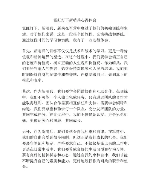 霓虹灯下新哨兵心得体会