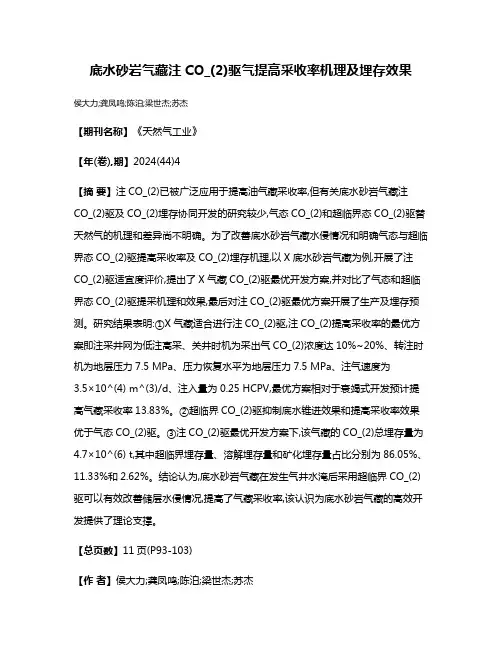 底水砂岩气藏注CO_(2)驱气提高采收率机理及埋存效果