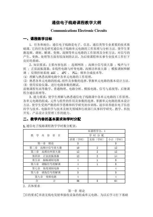 通信电子线路课程教学大纲