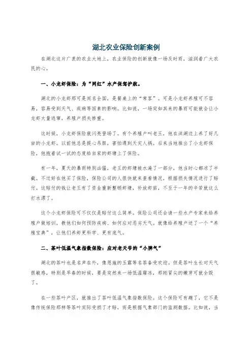 湖北农业保险创新案例