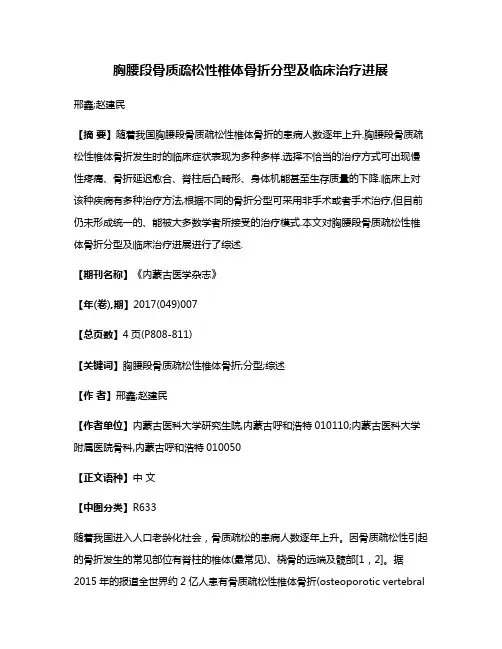 胸腰段骨质疏松性椎体骨折分型及临床治疗进展