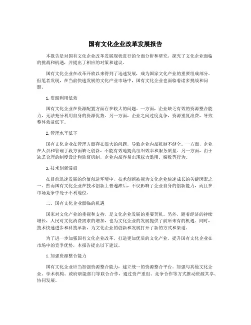 国有文化企业改革发展报告