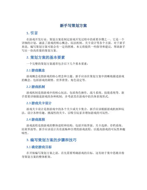 新手写策划方案