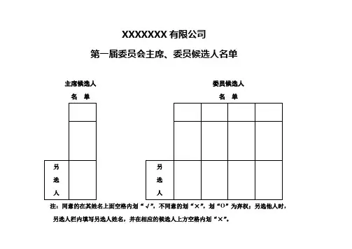 企业工会选举-三个委员会选票