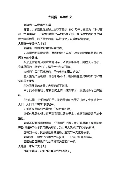 大熊猫一年级作文5篇