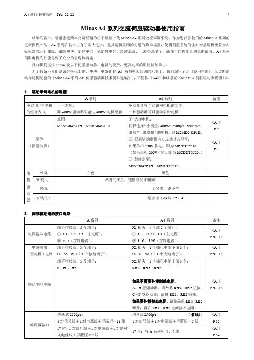 Minas A4系列交流伺服驱动器使用指南