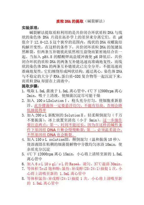 质粒DNA的提取碱裂解法