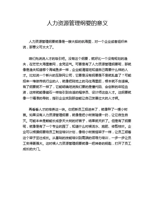 人力资源管理纲要的意义
