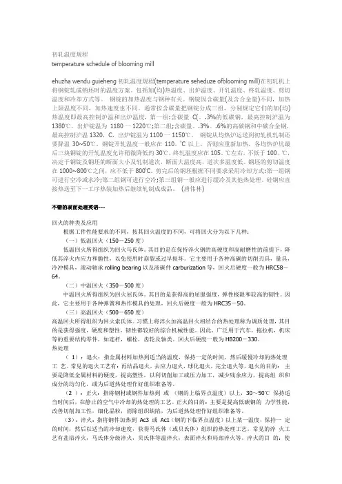 初轧温度规程