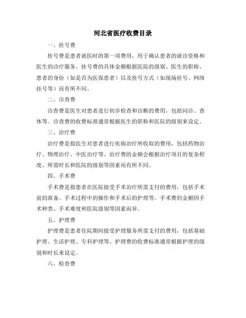河北省医疗收费目录