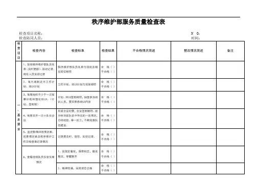 秩序维护部服务质量检查表