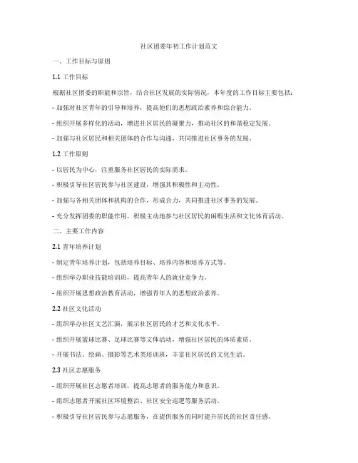 社区团委年初工作计划范文