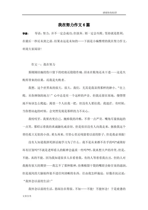 我在努力作文6篇