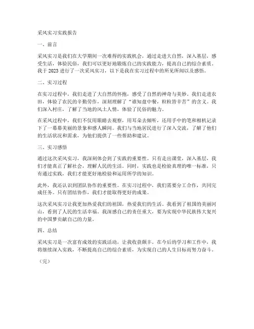 采风实习实践报告