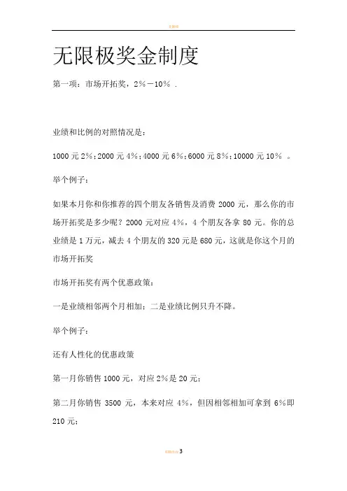 无限极奖金制度