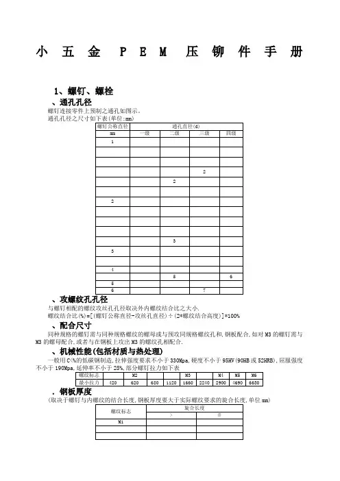 PEM压铆件手册