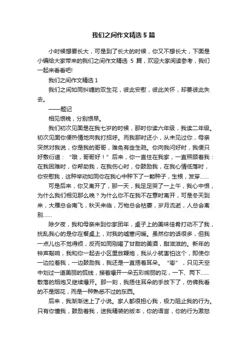 我们之间作文精选5篇