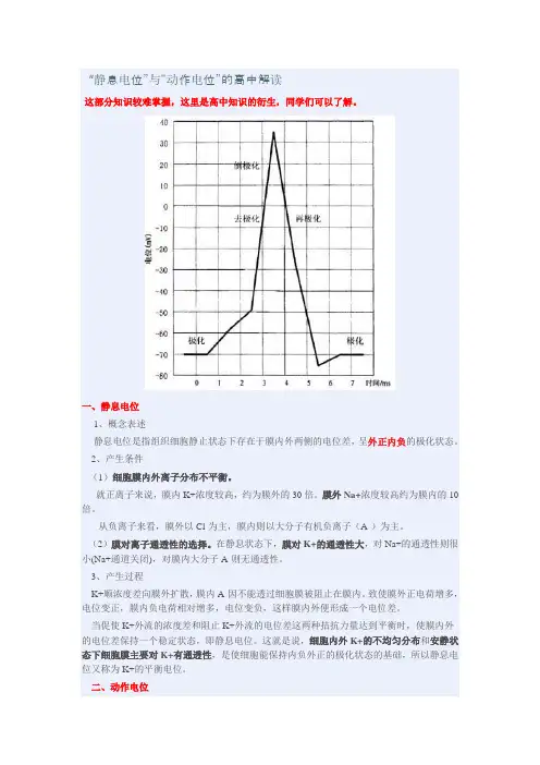 “静息电位”与“动作电位”的高中解读