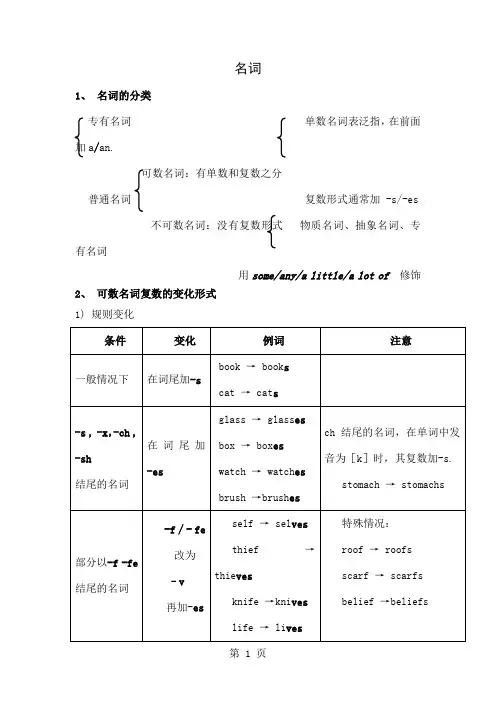 中考英语语法专题复习名词与代词讲义共21页文档