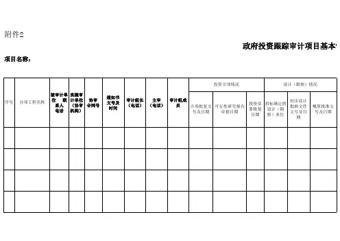 政府投资跟踪审计项目基本情况统计表