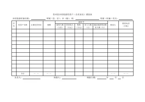 农家乐调查表