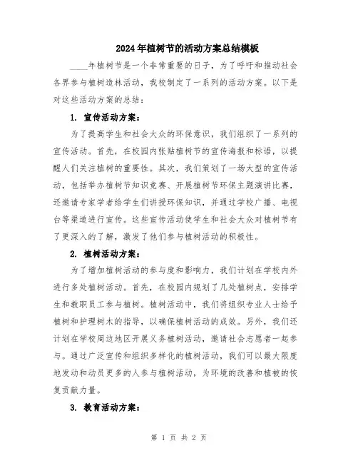 2024年植树节的活动方案总结模板