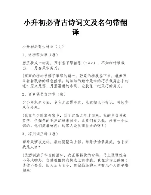 小升初必背古诗词文及名句带翻译