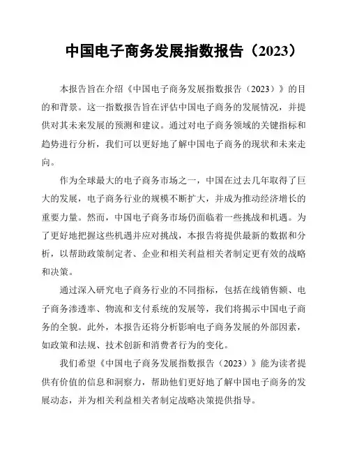 中国电子商务发展指数报告(2023)