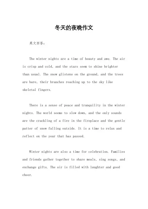 冬天的夜晚作文
