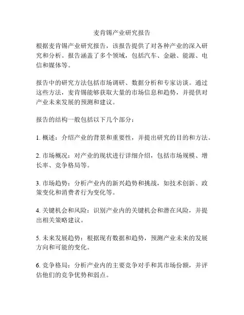 麦肯锡产业研究报告