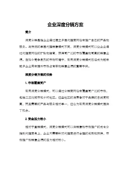 企业深度分销方案