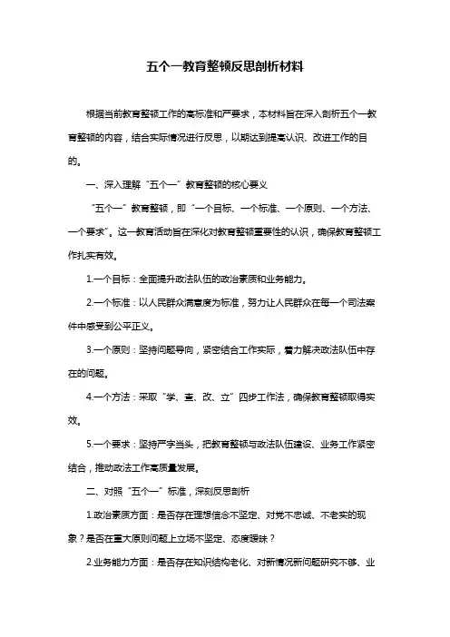 五个一教育整顿反思剖析材料