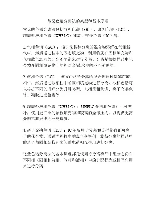 常见色谱分离法的类型和基本原理