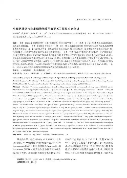 小细胞肺癌与非小细胞肺癌早晚期CT征象对比分析