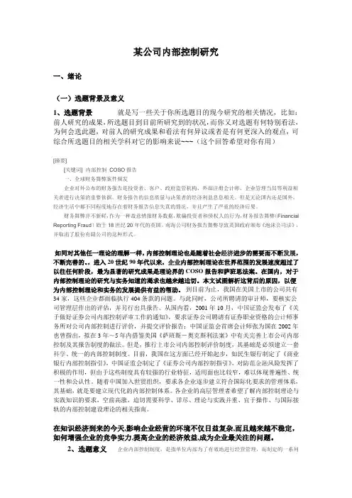 内部控制提纲