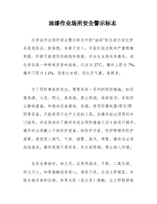 油漆作业场所安全警示标志