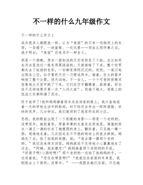 不一样的什么九年级作文
