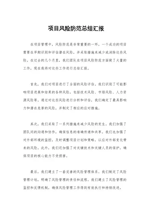 项目风险防范总结汇报