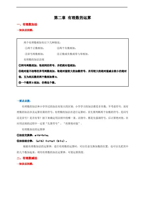 第二章 有理数运算 精品必刷题(综合复习)(原卷版)-2022-2023学年七年级数学上册期中