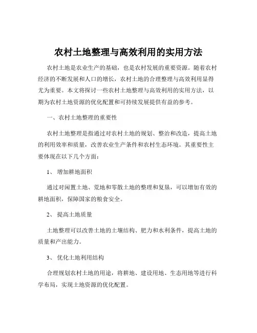农村土地整理与高效利用的实用方法