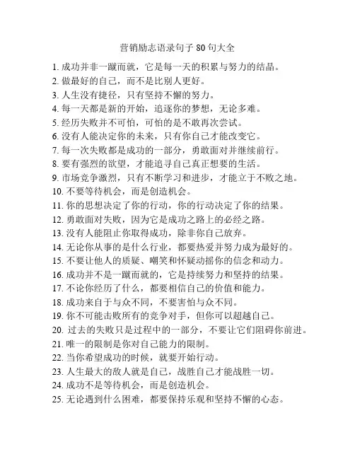 营销励志语录句子80句大全