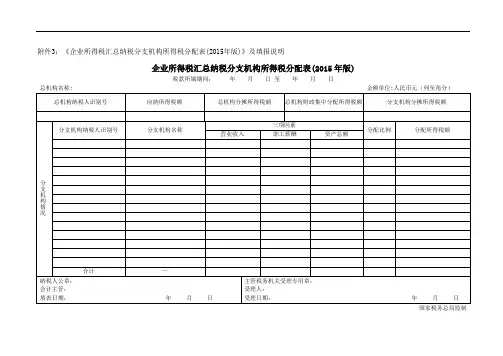 《企业所得税汇总纳税分支机构所得税分配表(0