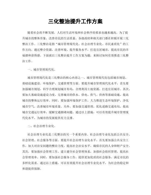 三化整治提升工作方案
