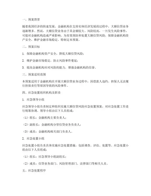 大额信贷风险应急处置预案