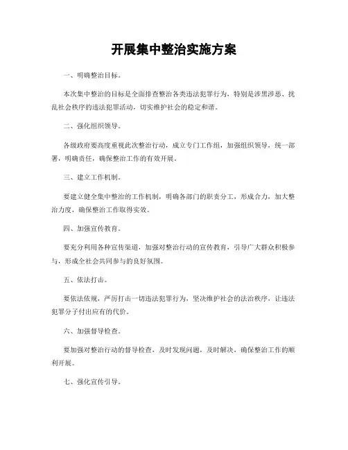 开展集中整治实施方案