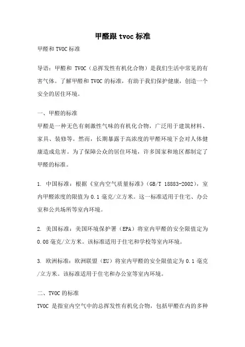 甲醛跟tvoc标准