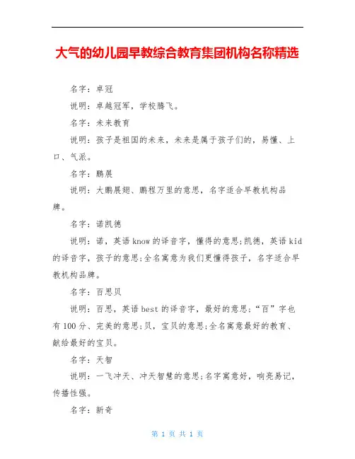 大气的幼儿园早教综合教育集团机构名称精选