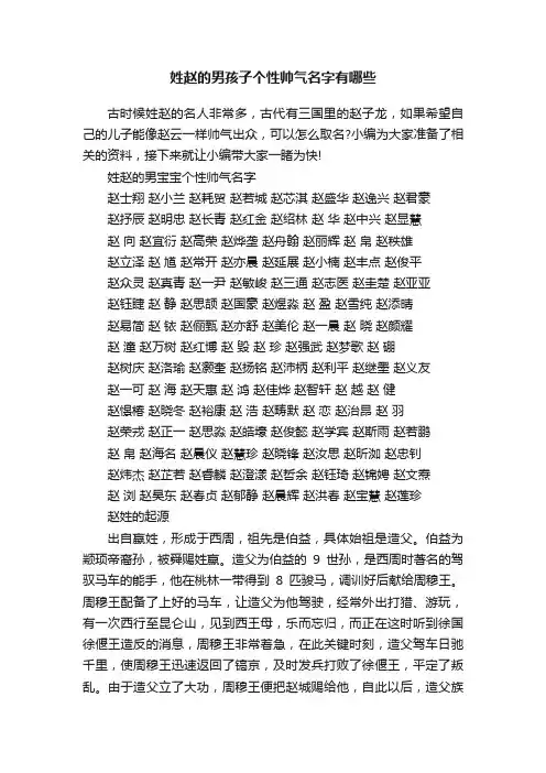 姓赵的男孩子个性帅气名字有哪些