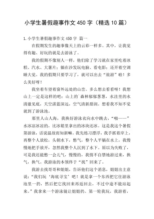 小学生暑假趣事作文450字(精选10篇)