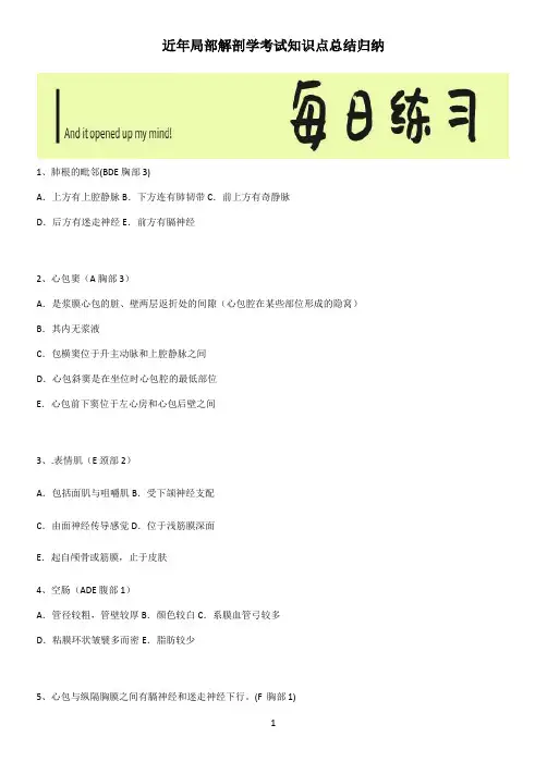 近年局部解剖学考试知识点总结归纳
